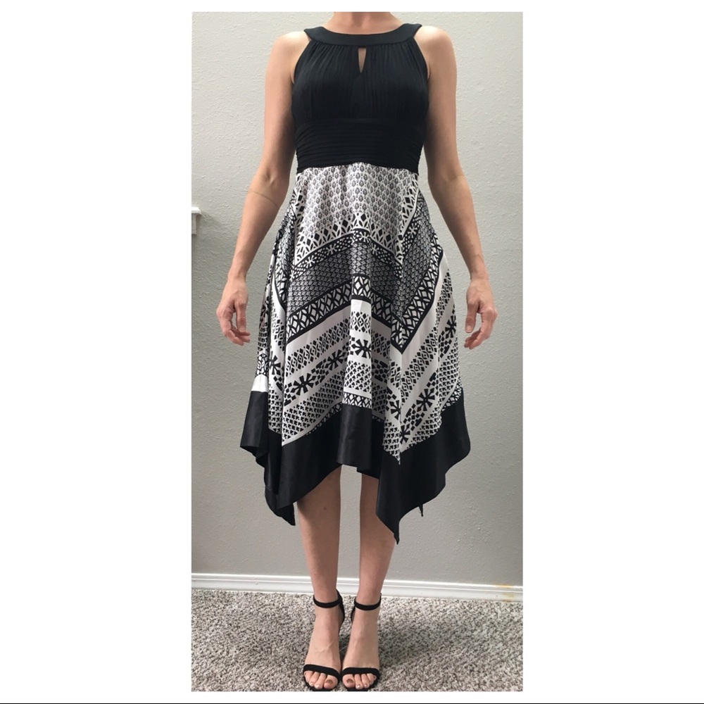 Black and white scarf dress